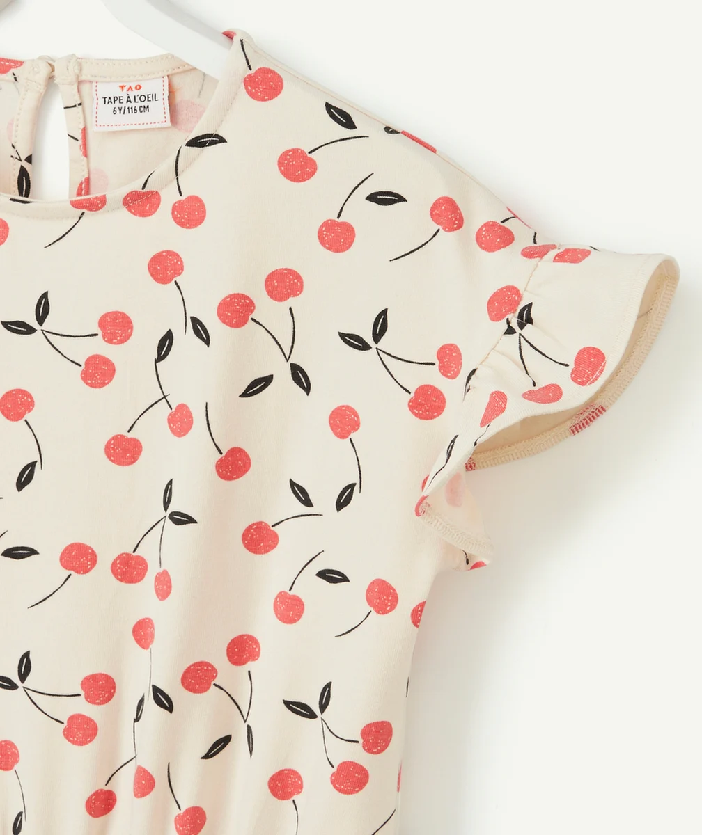 ROBE FILLE ÉCRUE IMPRIMÉE CERISES