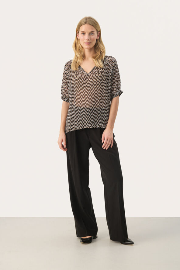Part Two PopsyPW BL Small black zig zag print