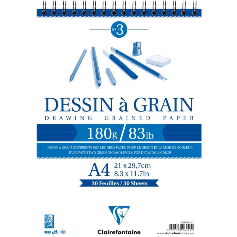 Dessin à Grain bloc spiralé 30F A4 180g