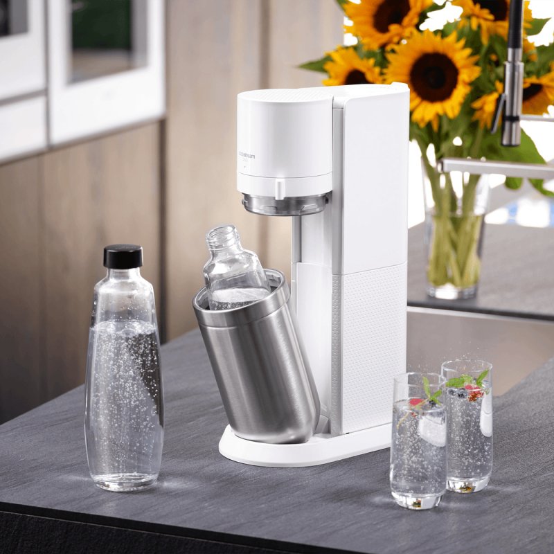 Machine à soda et eau gazeuse Sodastream DUO Blanche + 2 carafes + 2 bouteilles