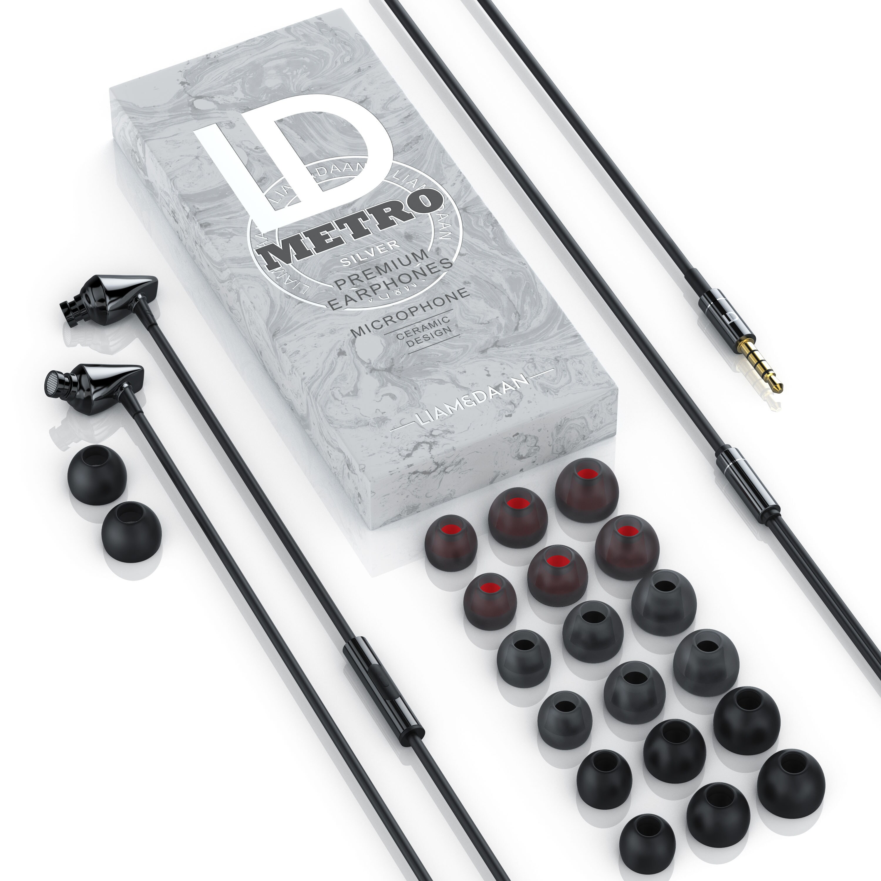 LIAM&DAAN In-Ear-Kopfhörer, InEar Ohrhörer mit Mikrofon, 8mm Treiber, Aramid Kabel, Knickschutz