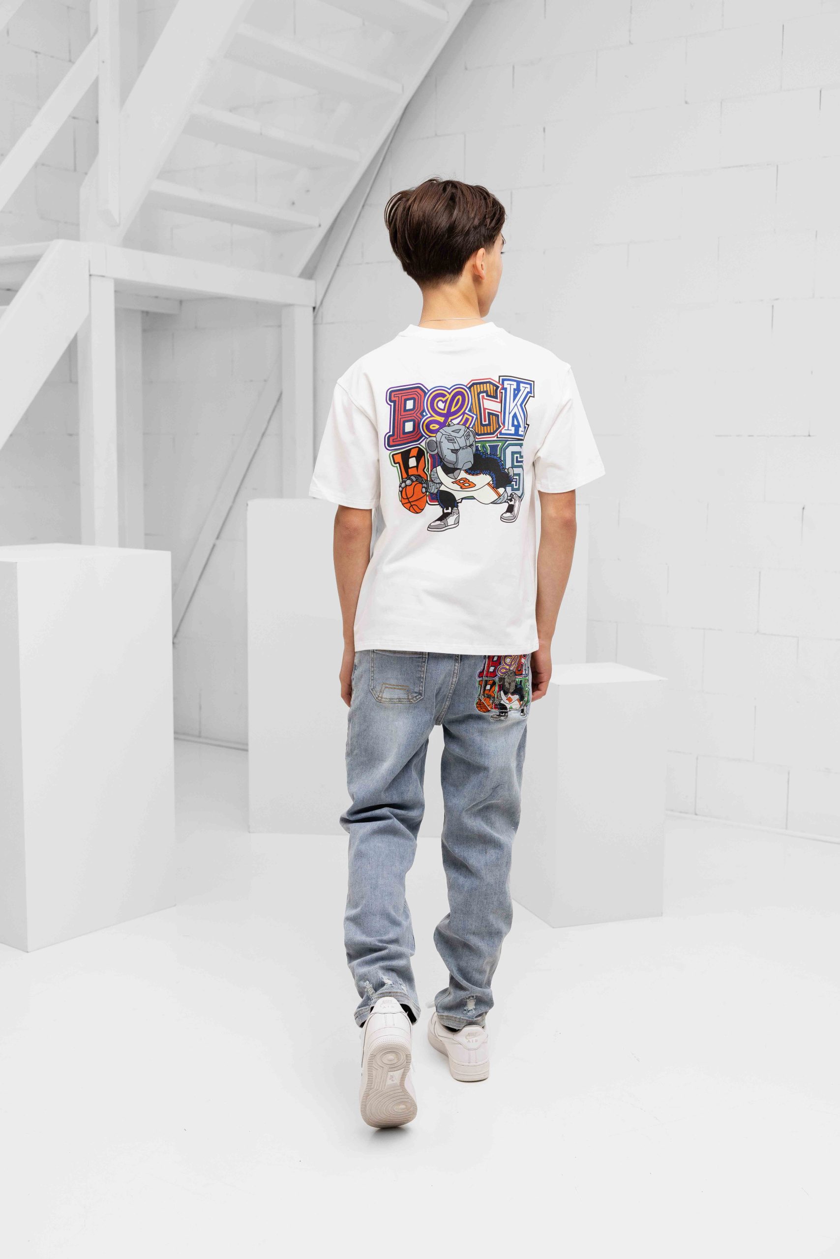 Black Bananas Dribble Straight Fit Denim Jeans Kids Lichtblauw