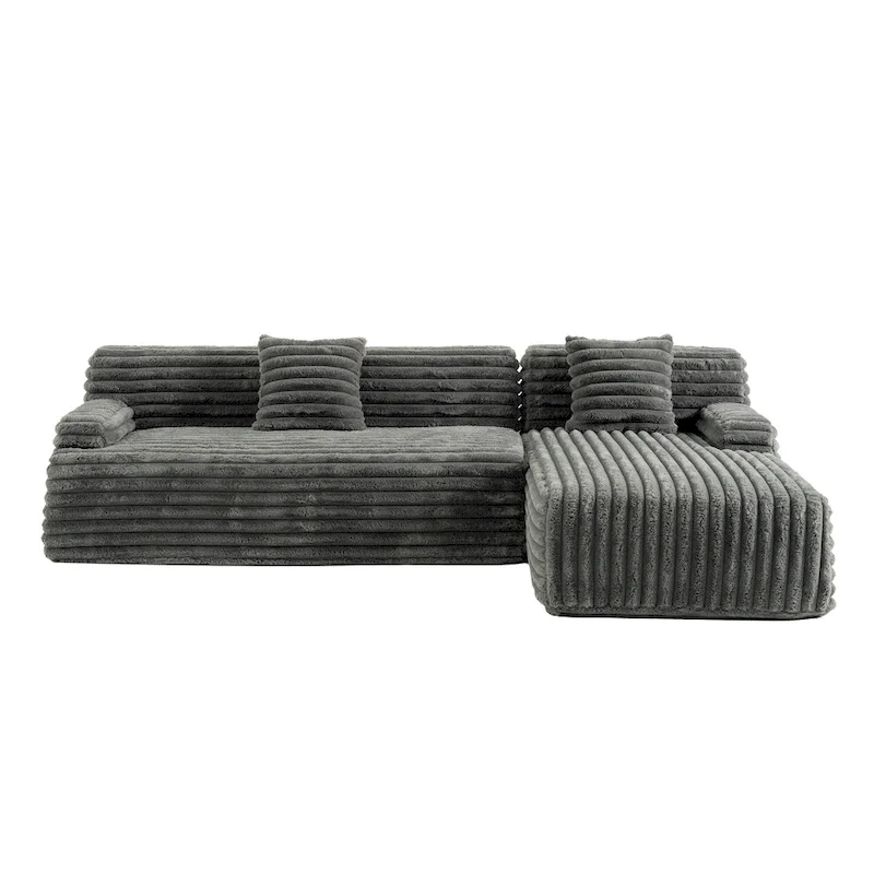 Cloud Sectional Sofa, Modern Upholstered Couch with 2 Throw Pillows, Free-Combined Sofa, Modular Sectional L Shaped Couch