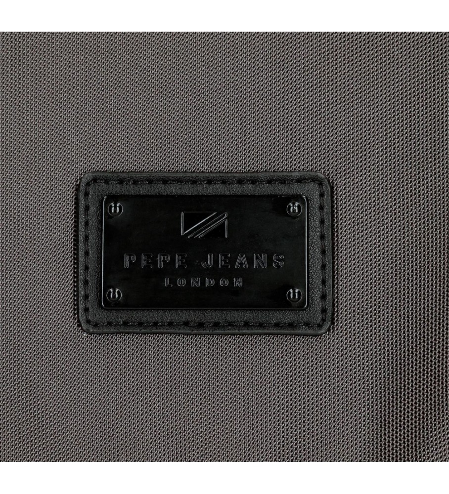 Bolsa de ombro grande Pepe Jeans Iron com suporte para tablet, cinza