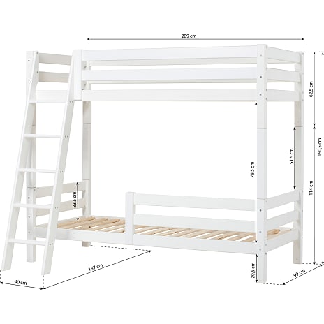 Hoppekids ECO Luxury høj køjeseng med sengehest og skrå stige 90x200 cm