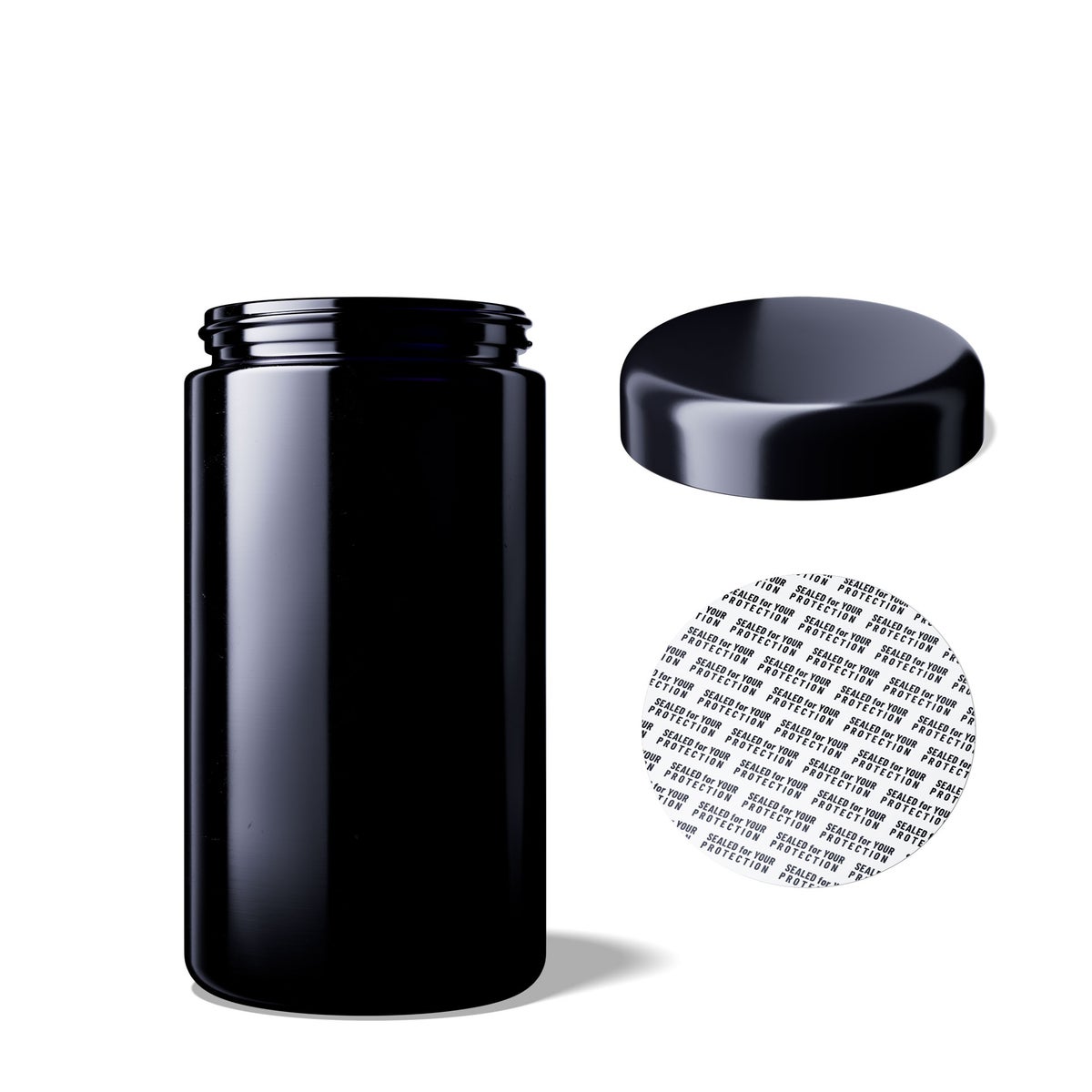 MIRON Saturn 500ml pot met brede hals - SM120016-204 incl. deksel en verzegeling - EGA36A1A001-200 UV-glas, luchtdicht, geurloos