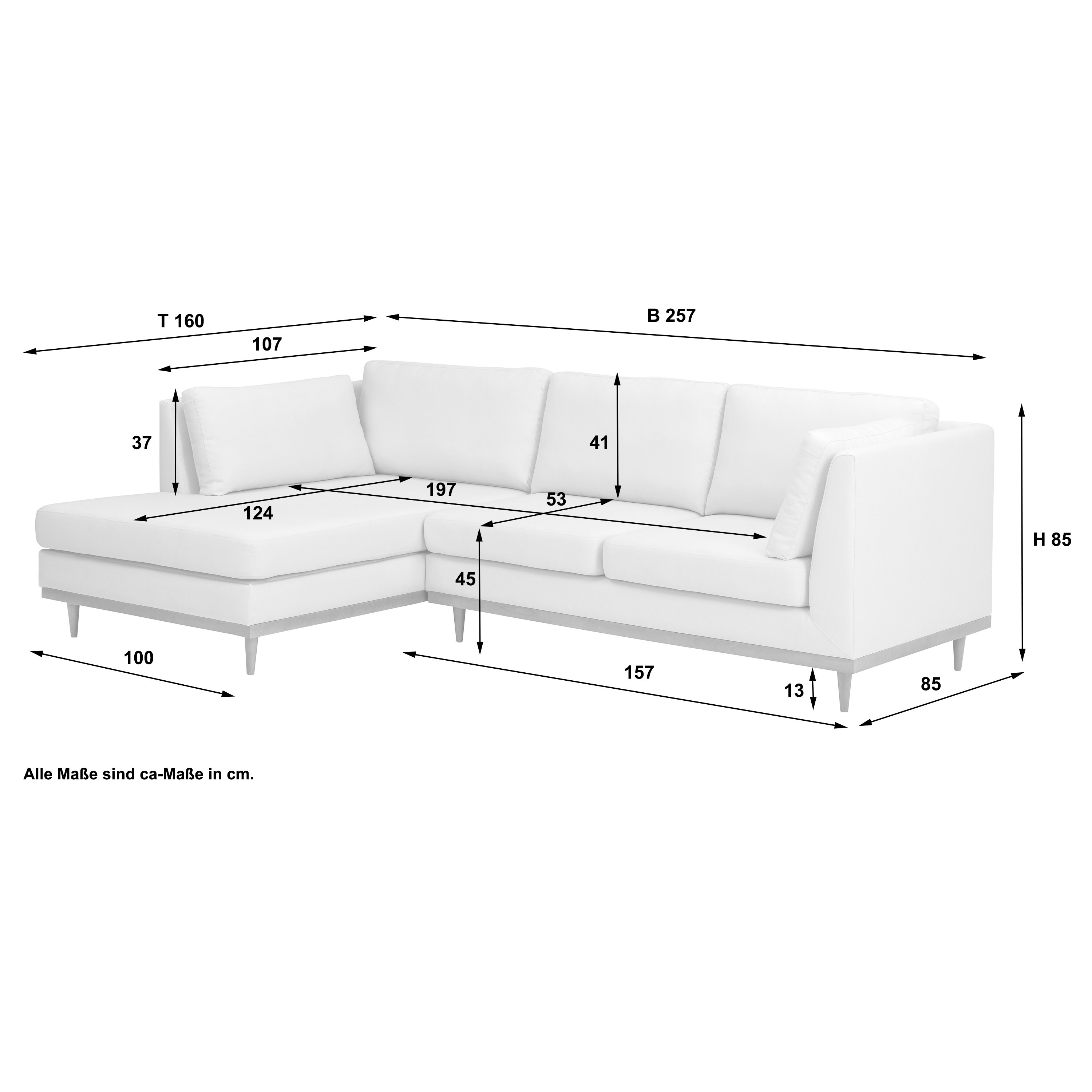 Max Winzer Larsen Ecksofa links mit Sofa 2-Sitzer rechts Flachgewebe graphit