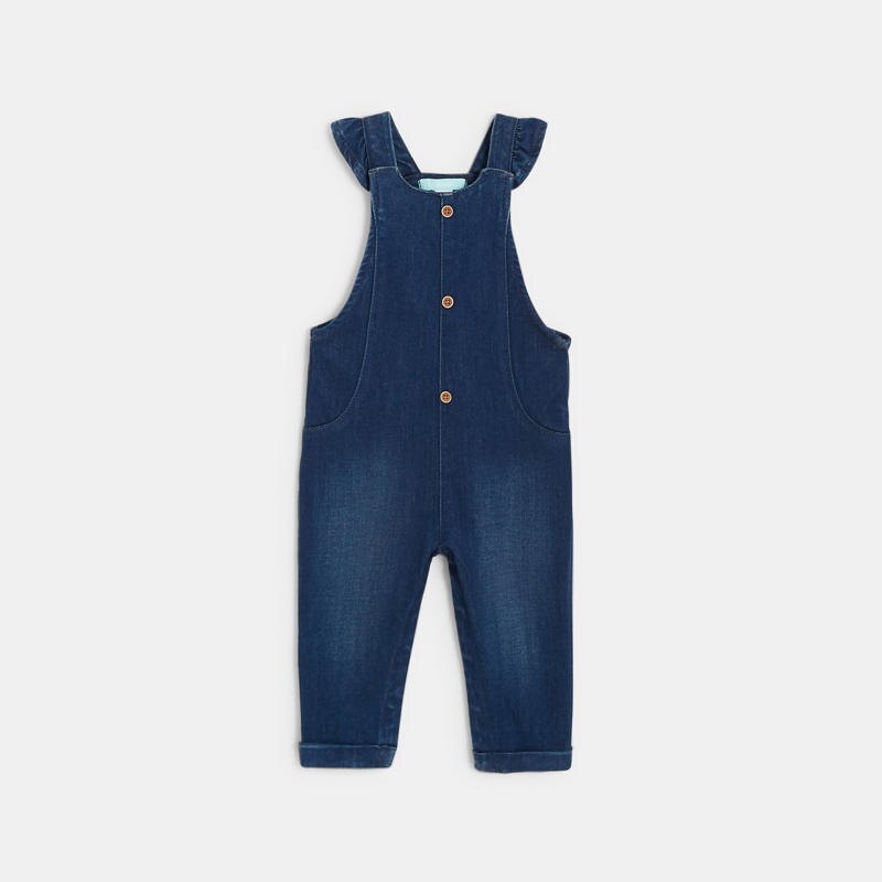 Ensemble salopette denim et t-shirt imprimé bleue bébé fille Bleu
