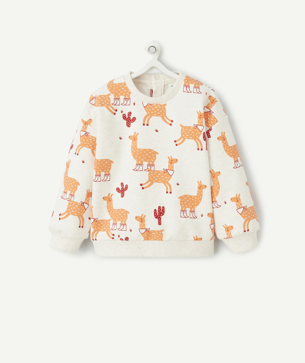 SWEAT BÉBÉ GARÇON EN FIBRES RECYCLÉES ÉCRU CHINÉ AVEC LAMA