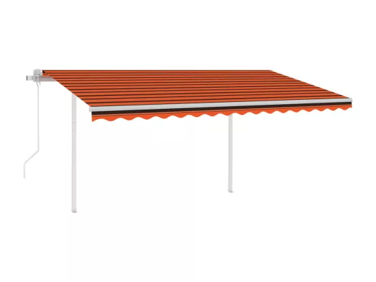 Auvent rétractable automatique et poteaux 4x3m Orange et marron