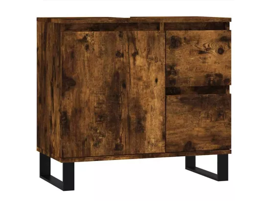 Armoire de bain chêne fumé 65x33x60 cm bois d'ingénierie
