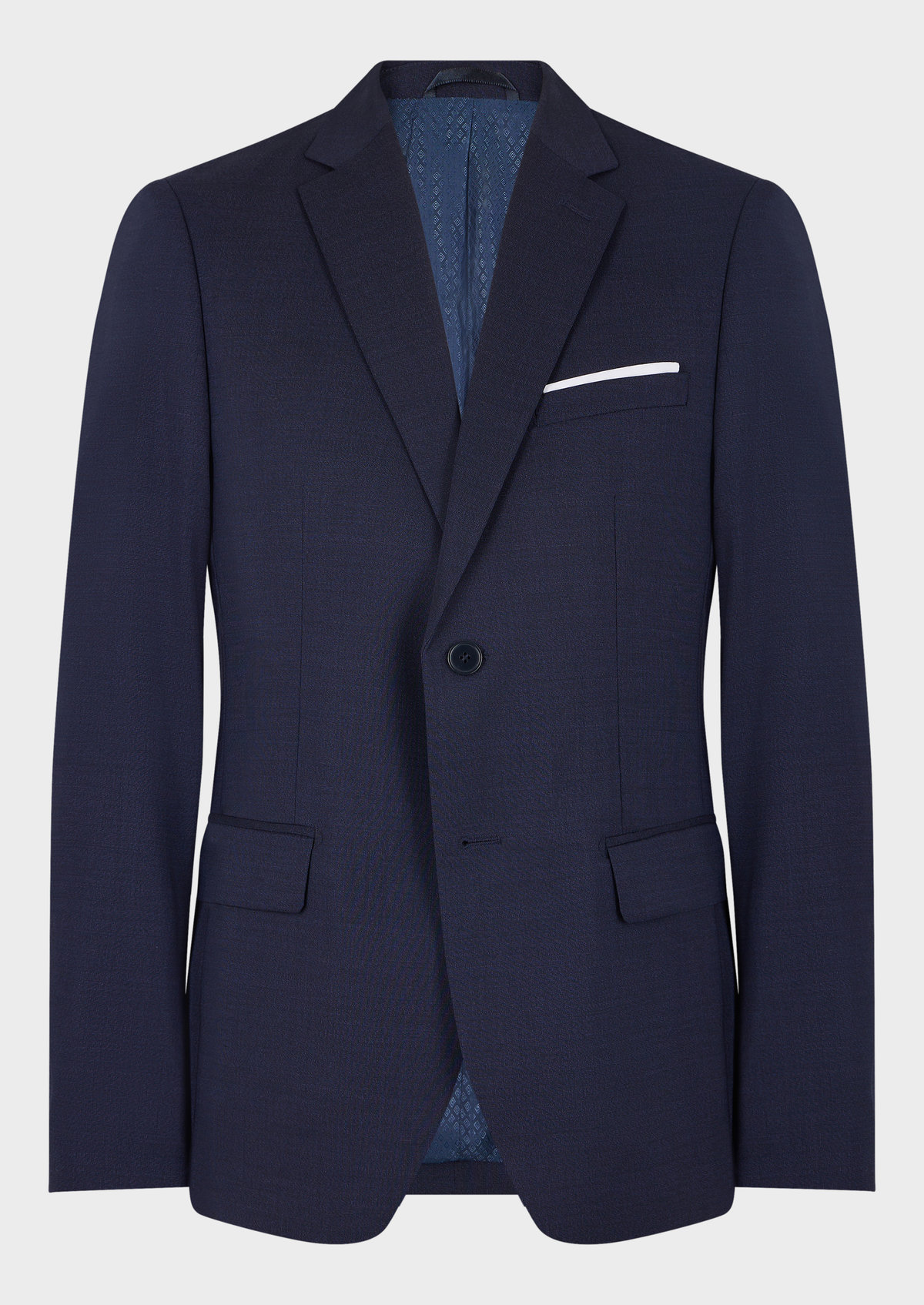 Veste de costume voyage Regular en laine Marzotto unie bleu marine