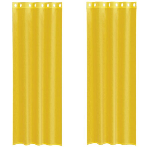 vidaXL Cortinas de Voile com Ilhós 2 Peças Amarelo - 874065915