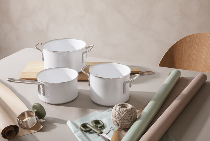 Eva Trio White Line Kasserolle 1,1 l 13 cm keramisk Slip-Let® belægni White