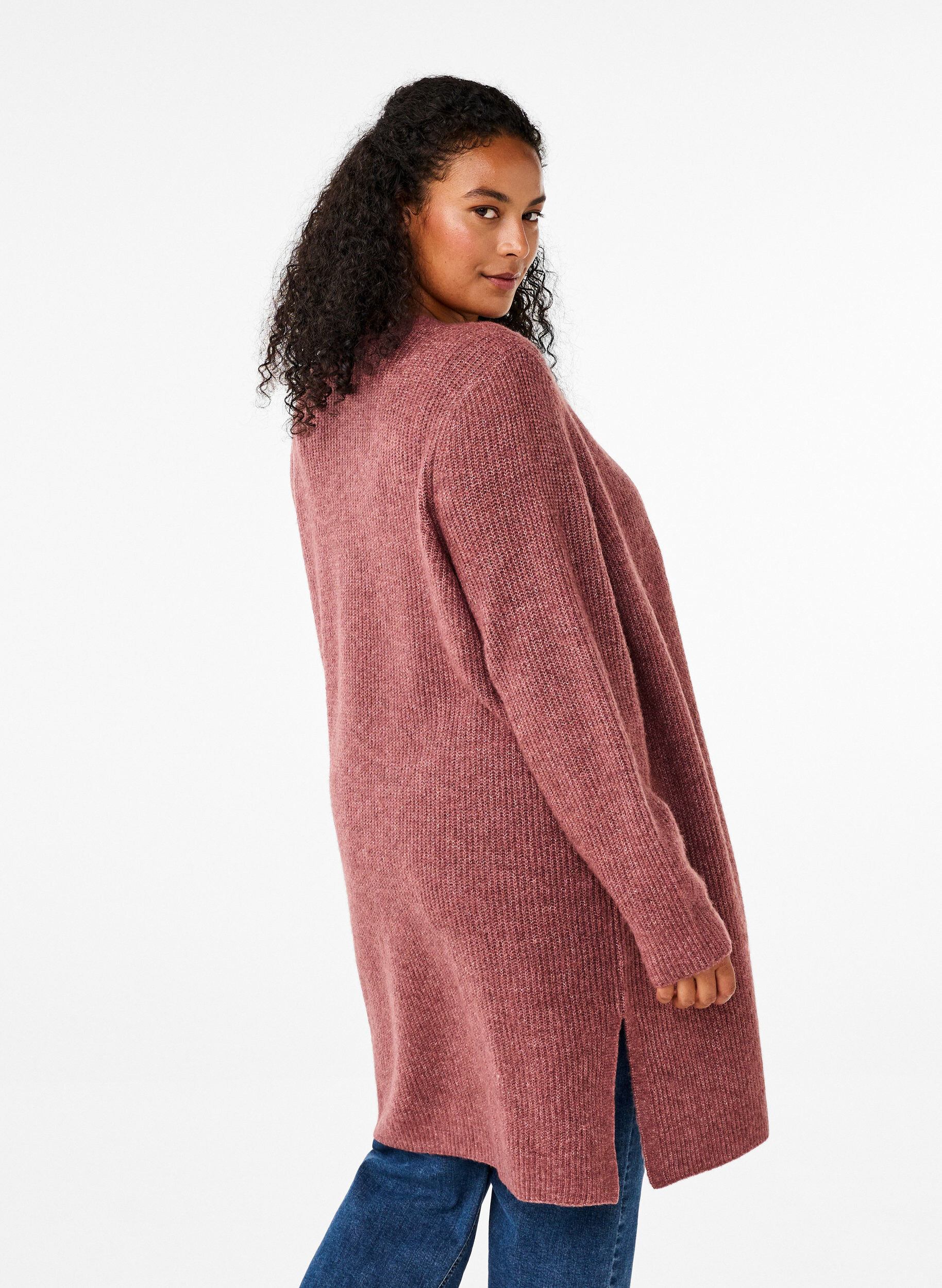FLASH - Ribstrikket cardigan med slidser