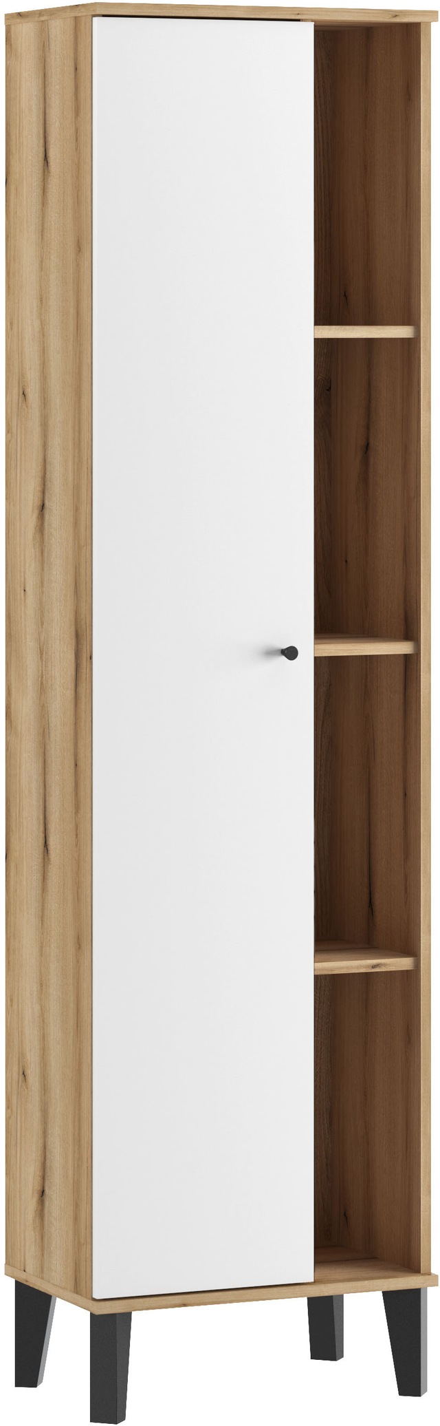 INOSIGN Stauraumschrank »Oslo, Badschrank mit Knopfgriff, Hochschrank im skandinavischen Design« in der Türfarbe Weiss oder Grau verfügbar, ausreichend Stauraum