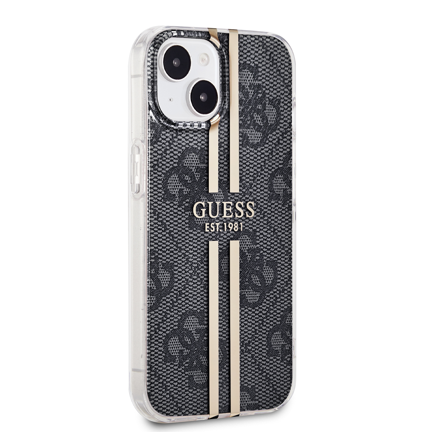 iPhone 15 Hybrid Hardcase Hülle IML 4G Gold Stripe (GUHCP15SH4PSEGK) - Schwarz
