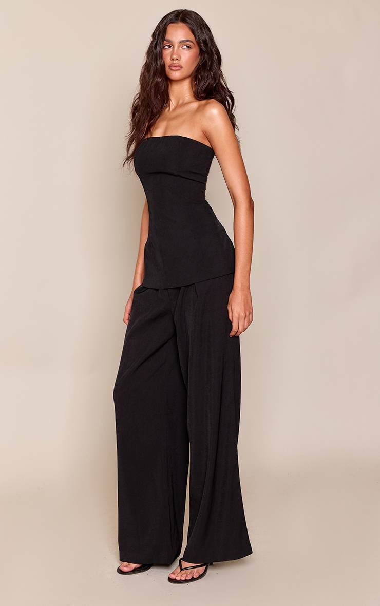 Noir Pantalon Large Tailleur Ensemble Coordonné