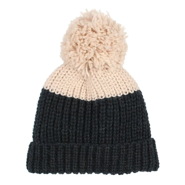 Búho Bonnet Pompon Bicolore | Bleu nuit
