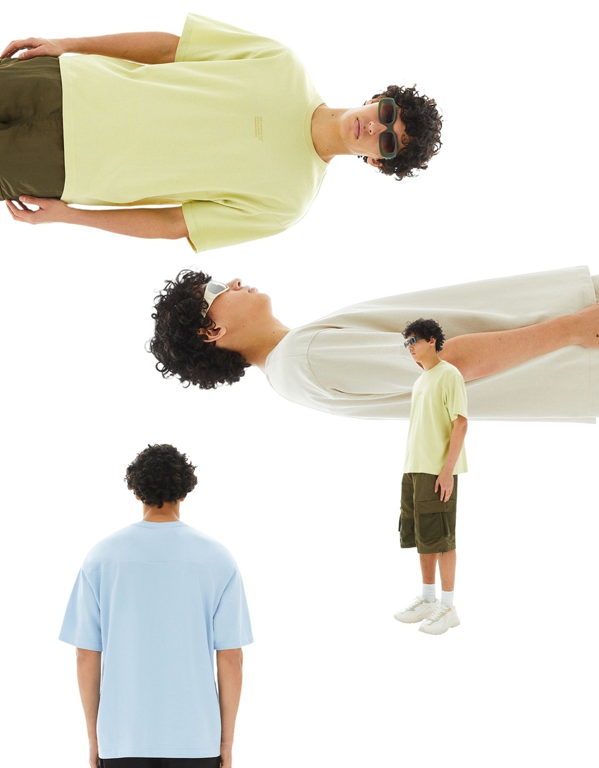 Camiseta oversized de manga curta estampada
