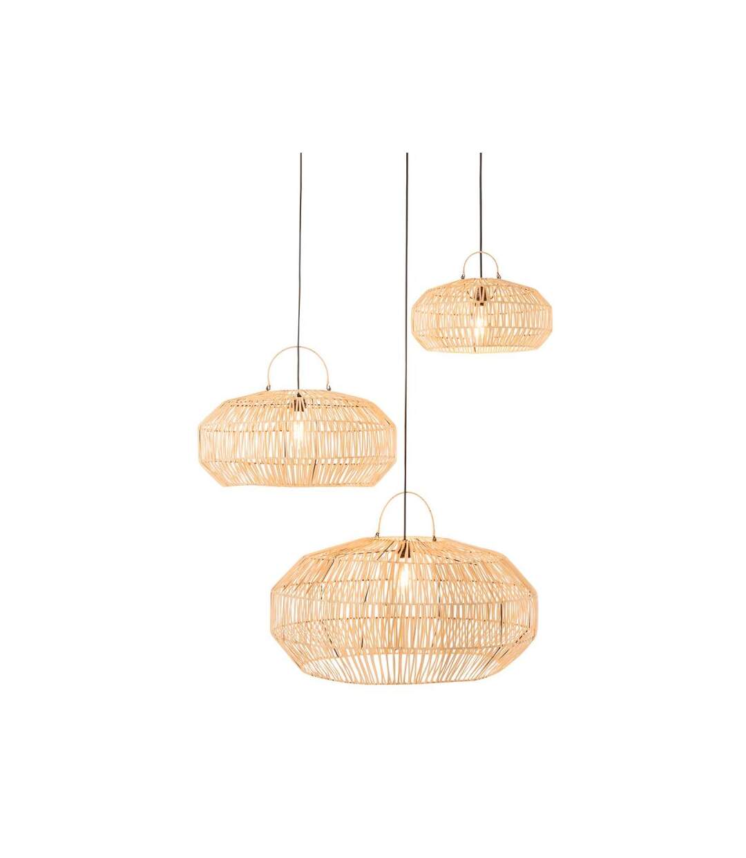 Paris Prix - Lot De 3 Abat-jour Déco rotin 80cm Naturel
