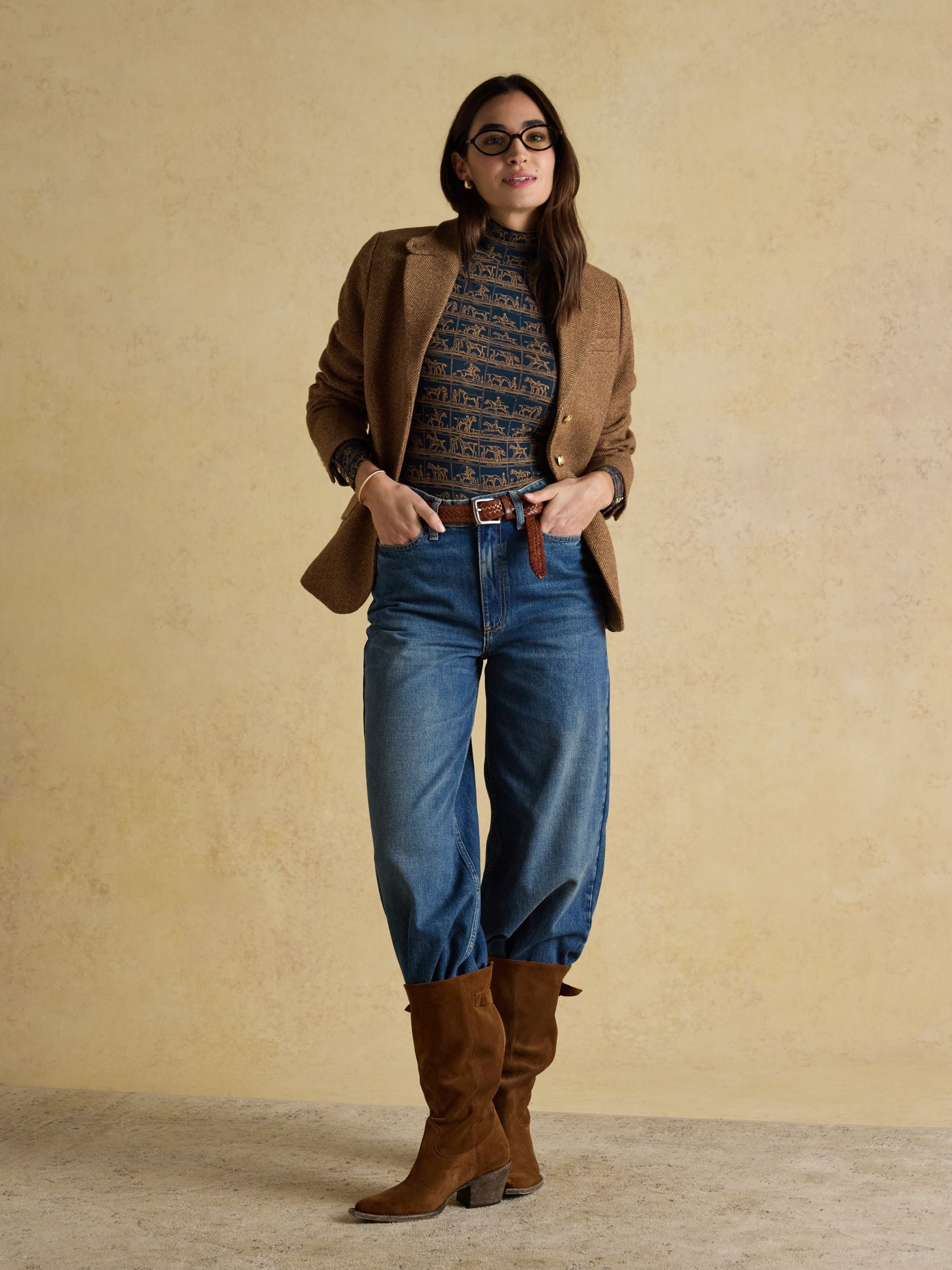 Joules - Hoogsluitende jersey top met lange mouwen