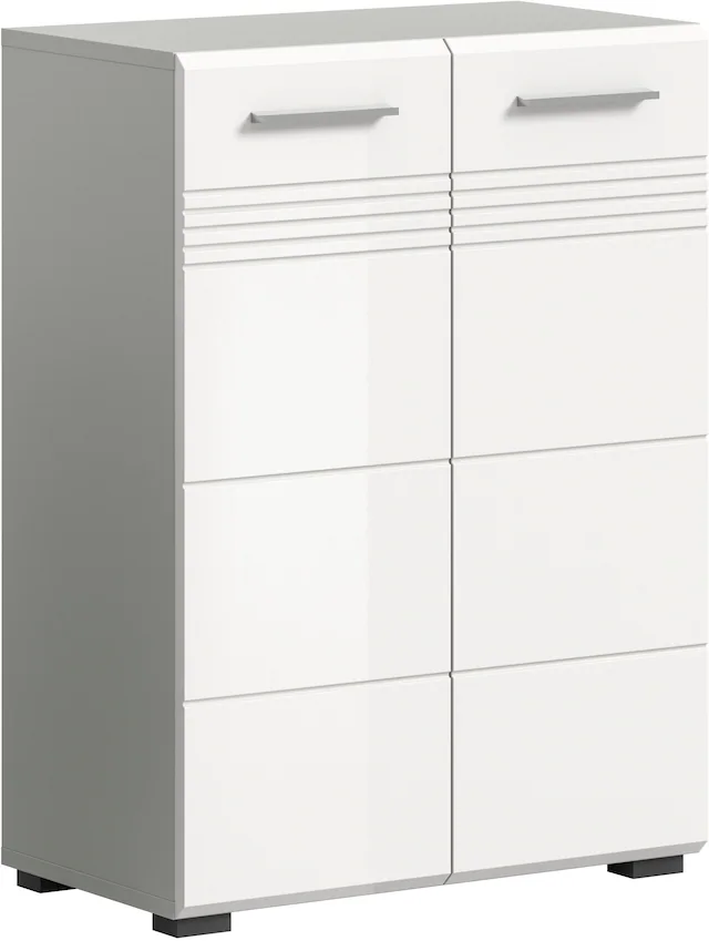 welltime Midischrank »Calcio, Höhe 80 cm, 2 Türen, 2 Einlegeböden, 3 Fächer« MDF Front, Badschrank, Bad-Möbel, Badezimmer