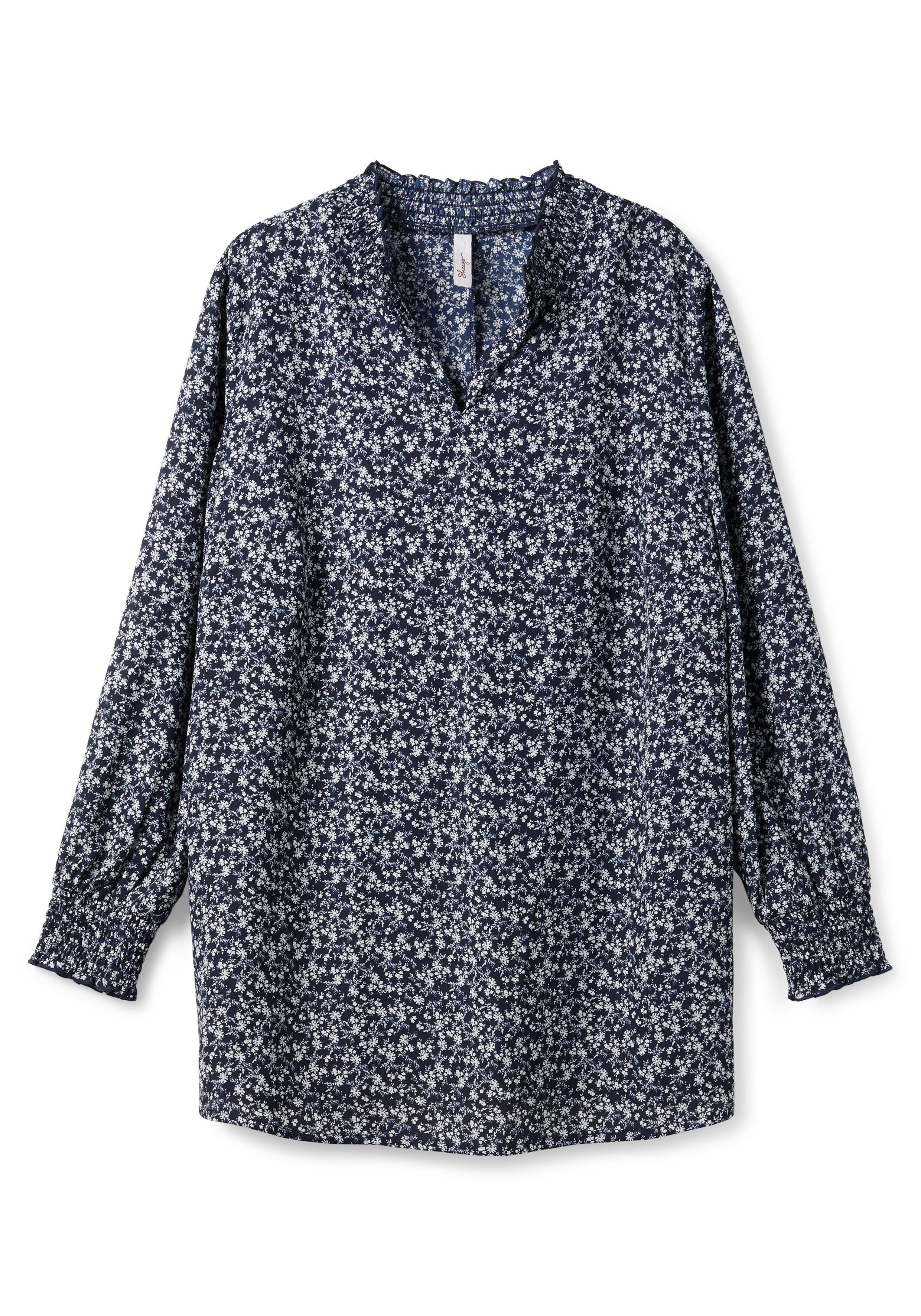 Tunika in A-Linie mit Millefleurs-Print, aus Chiffon