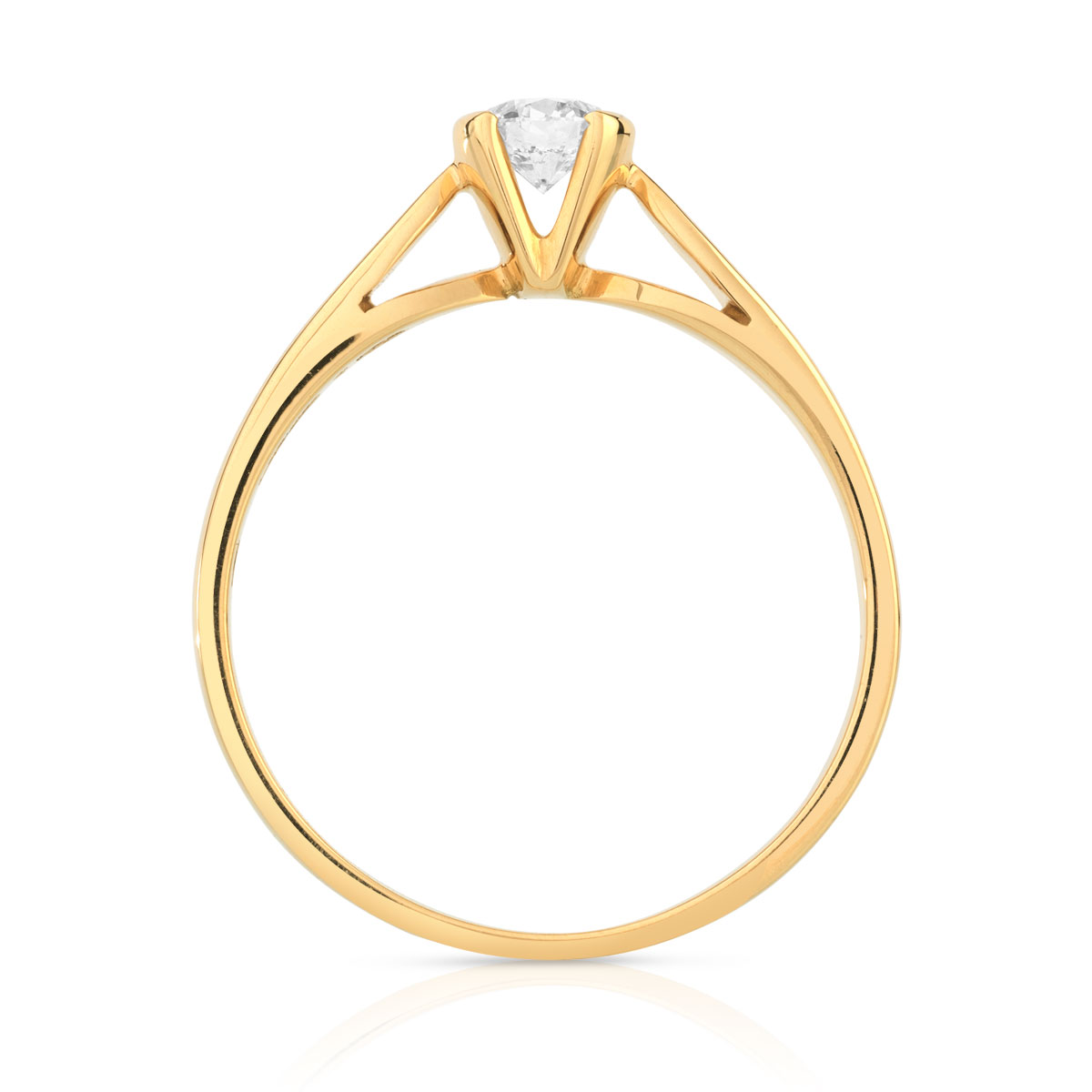 Bague solitaire or 750 jaune diamant synthétique 0.20 carat