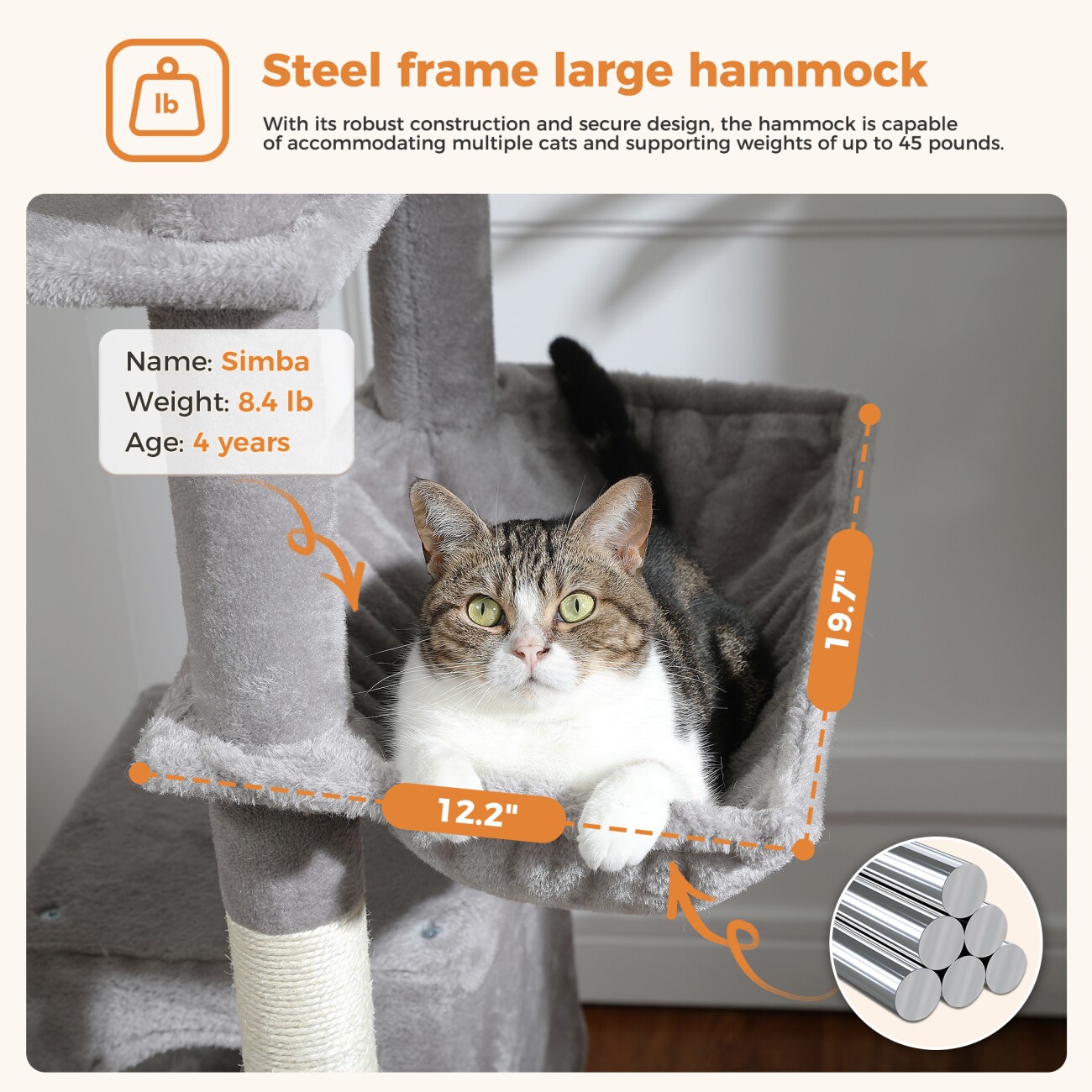 Pawz Road großer Katzenbaum 180cm grau