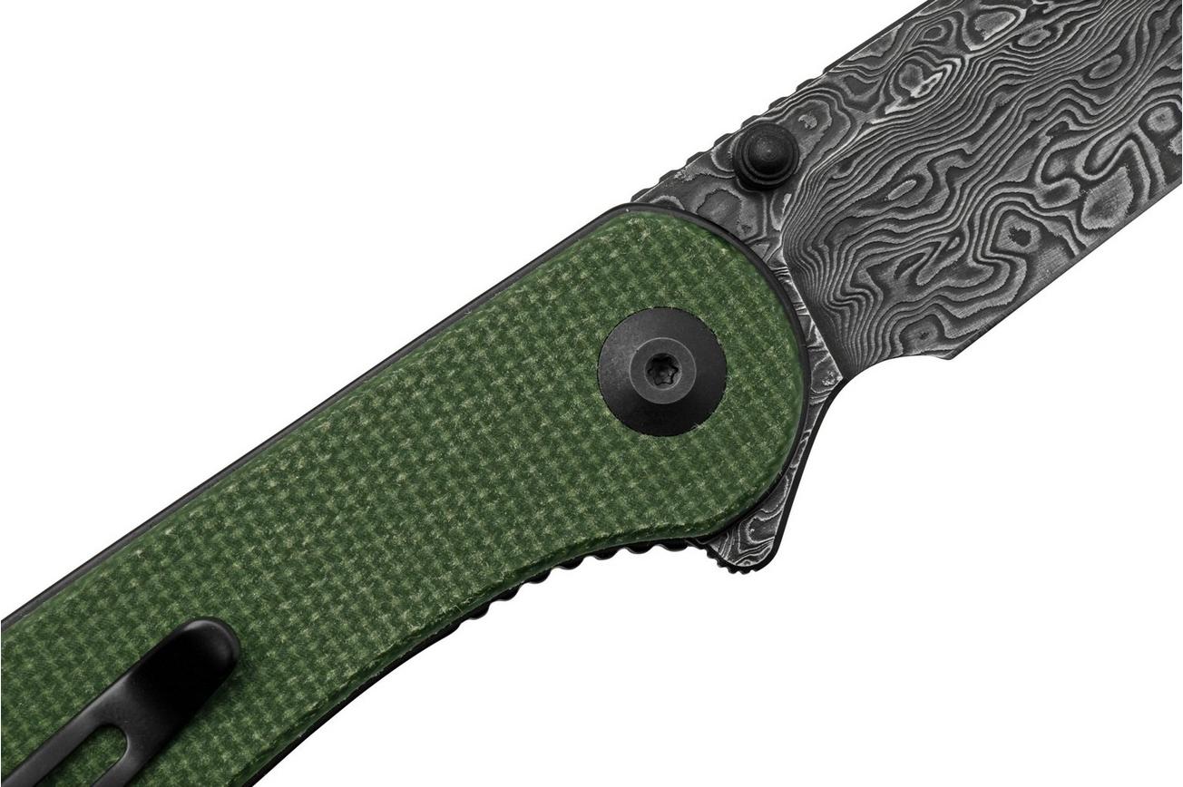 CIVIVI Elementum C18062AF-DS1 Green Micarta, Damascus Blade, zakmes