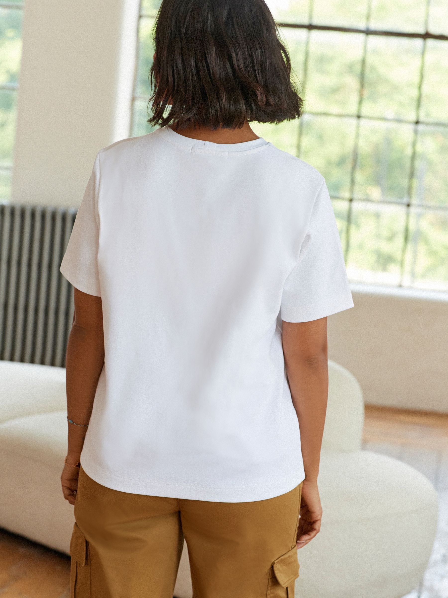 Wit - Dik T-shirt met ronde hals en korte mouwen