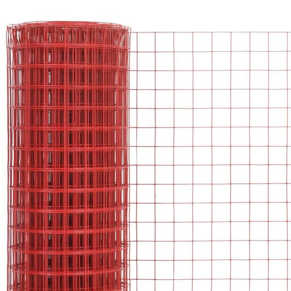 vidaXL Trådgjerde kylling stål med PVC-belegg 10x0,5 m rød