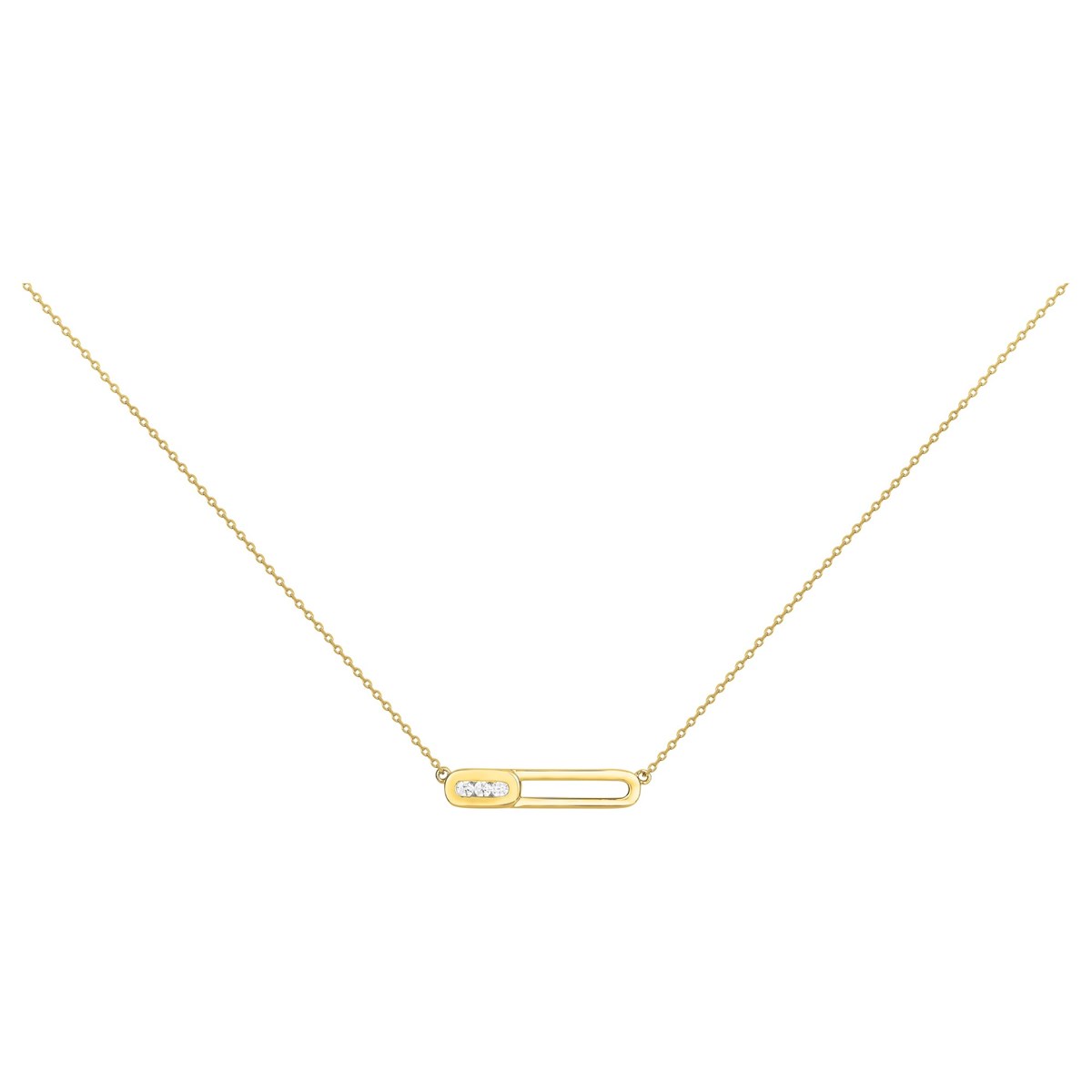 Collier mono-motif en Plaqué Or avec oxyde de zirconium blanc