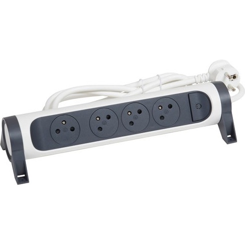 Rallonge multiprise pivotante avec interrupteur - 4 prises - 2P+T - cordon