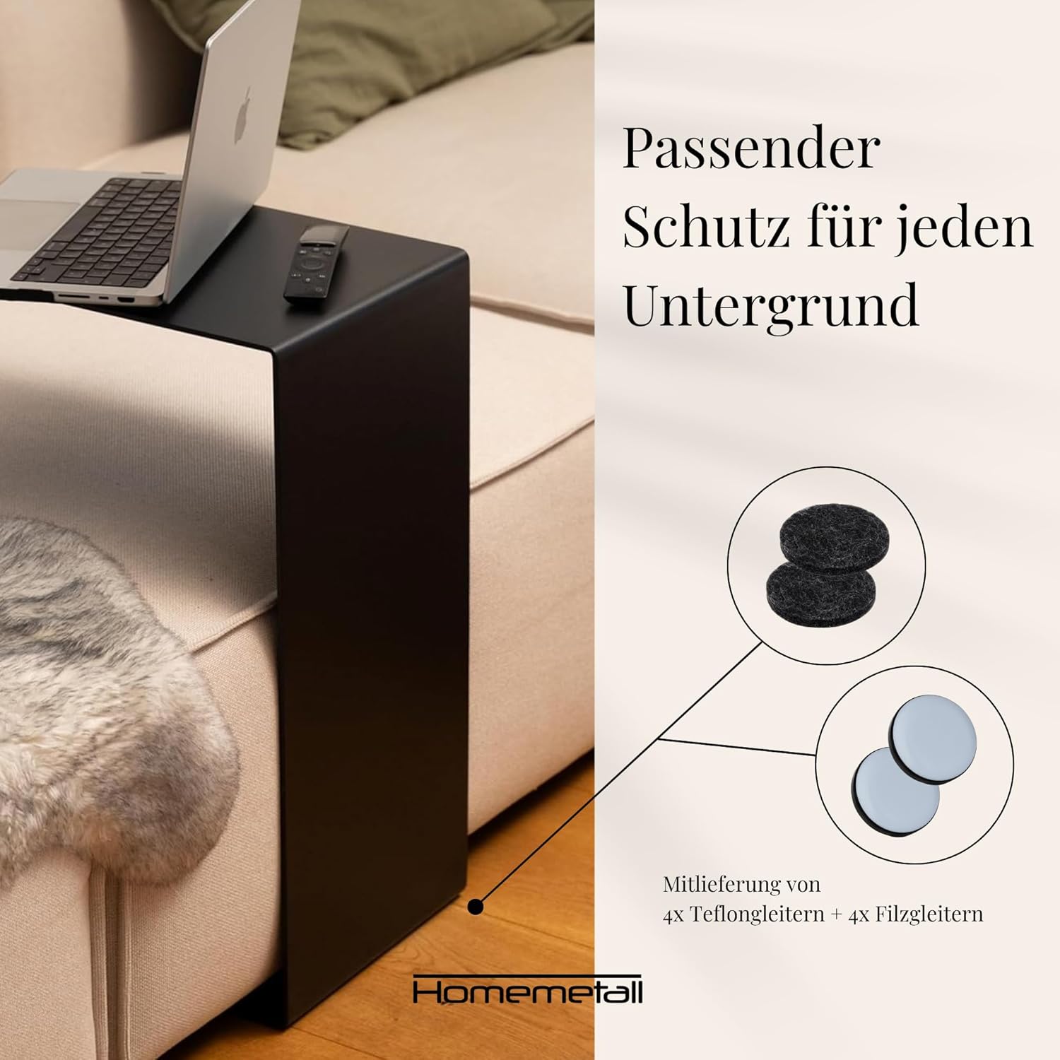 Beistelltisch C-Form aus Metall - pulverbeschichteter Couch Beistelltisch in Schwarz - Moderner Abstelltisch für Couch, Sofa, Sessel oder als Nachttisch - Höhe 48 cm