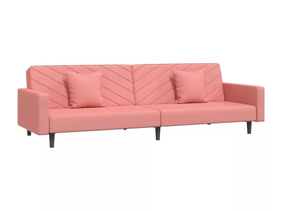 Canapé-lit à 2 places avec deux oreillers Rose Velours