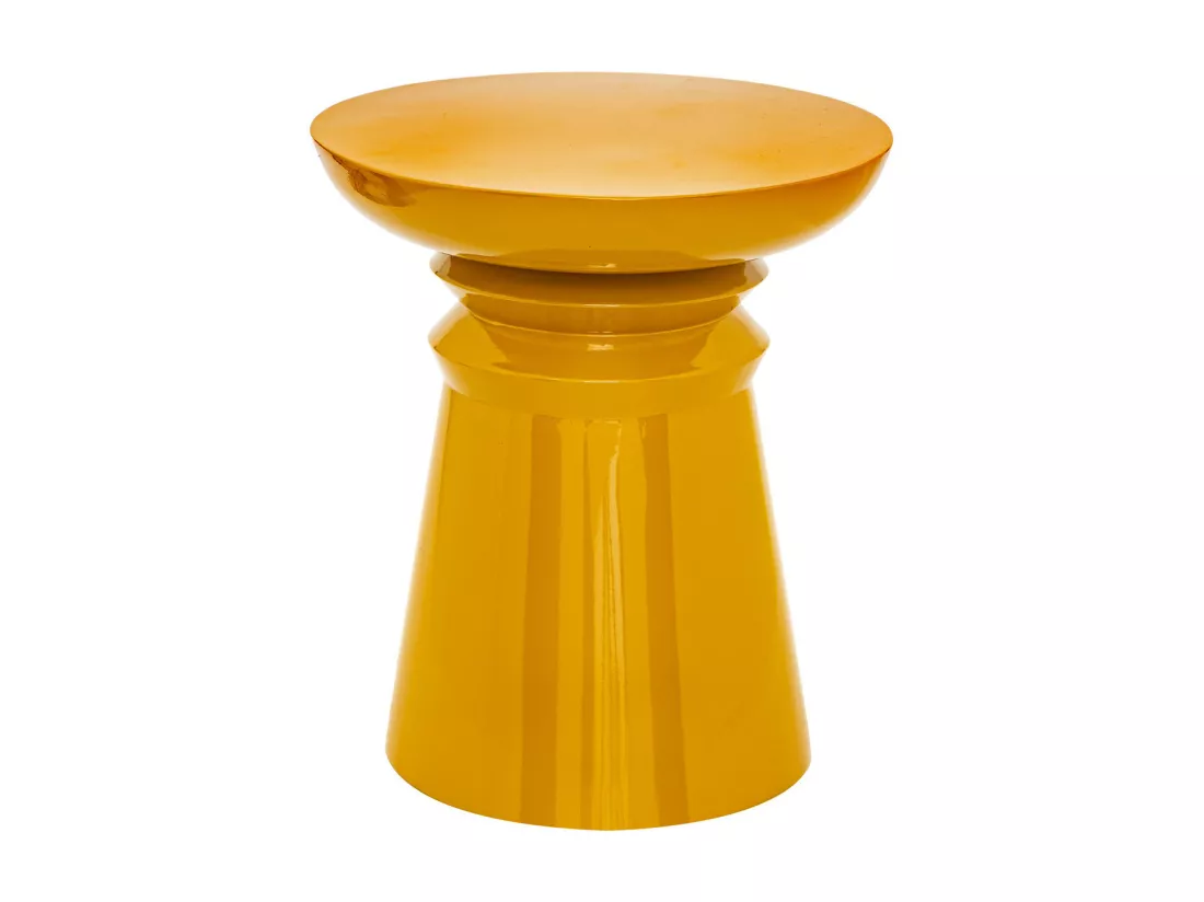 Table à café Table d'appoint Totem en métal Jaune moutarde D 38 cm