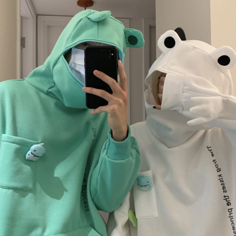 Enpheriado - Koppel Matching Lettering Frog Hoodie