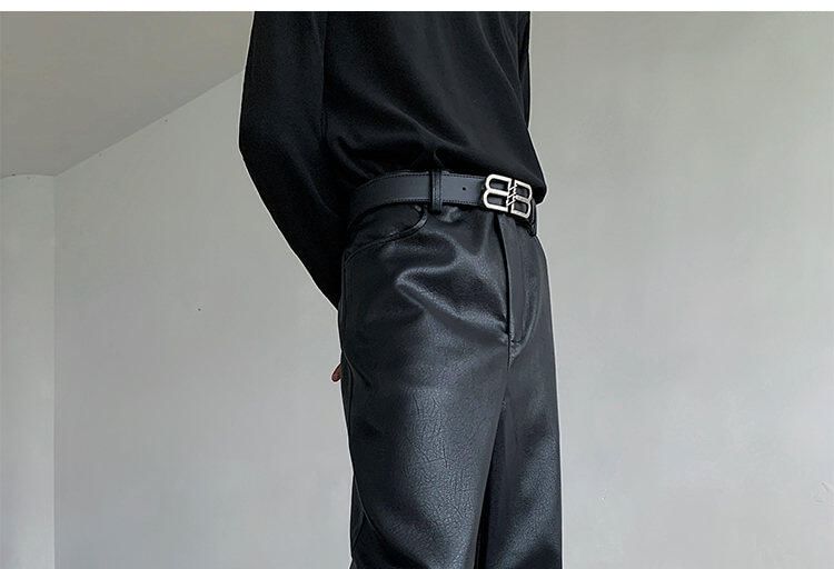 VEAZ - Hoge taille imitatieleren wijde broek