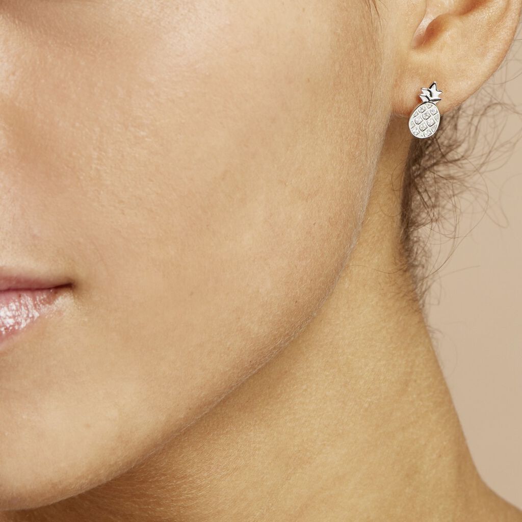 Boucles D'oreilles Puces Harold Argent Blanc Oxyde De Zirconium