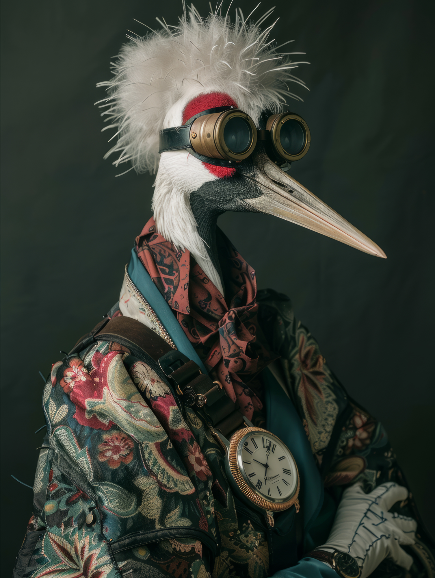 Canvas schilderij van een kraanvogel 40x60 cm