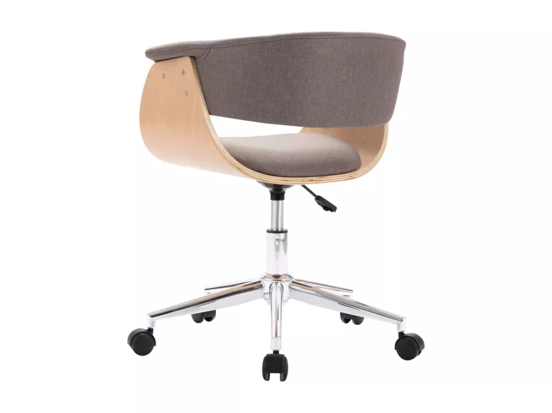 Chaise pivotante de bureau Taupe Bois courbé et tissu