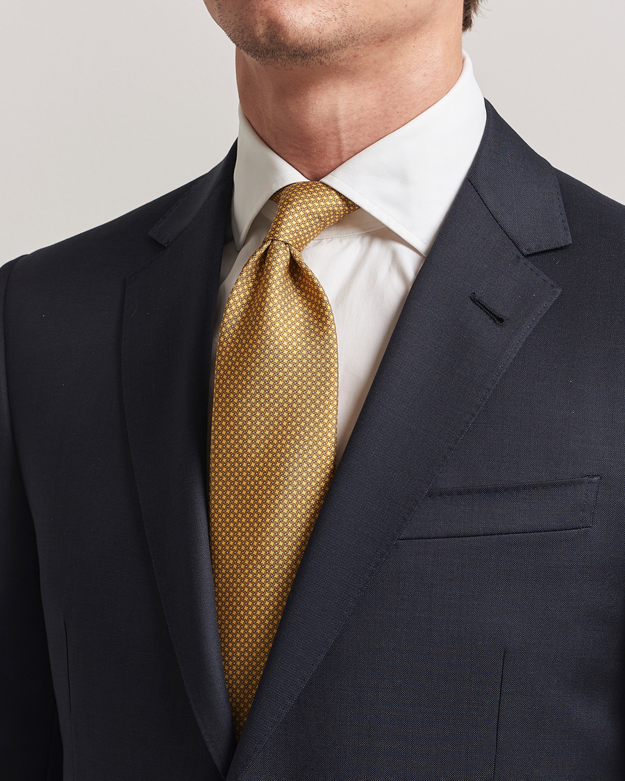 Zegna Printed Chain Silk Tie Yellow