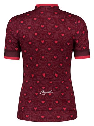 Maillot Manches Courtes Velo Rogelli Hearts - Femme - Bordeaux/Rose