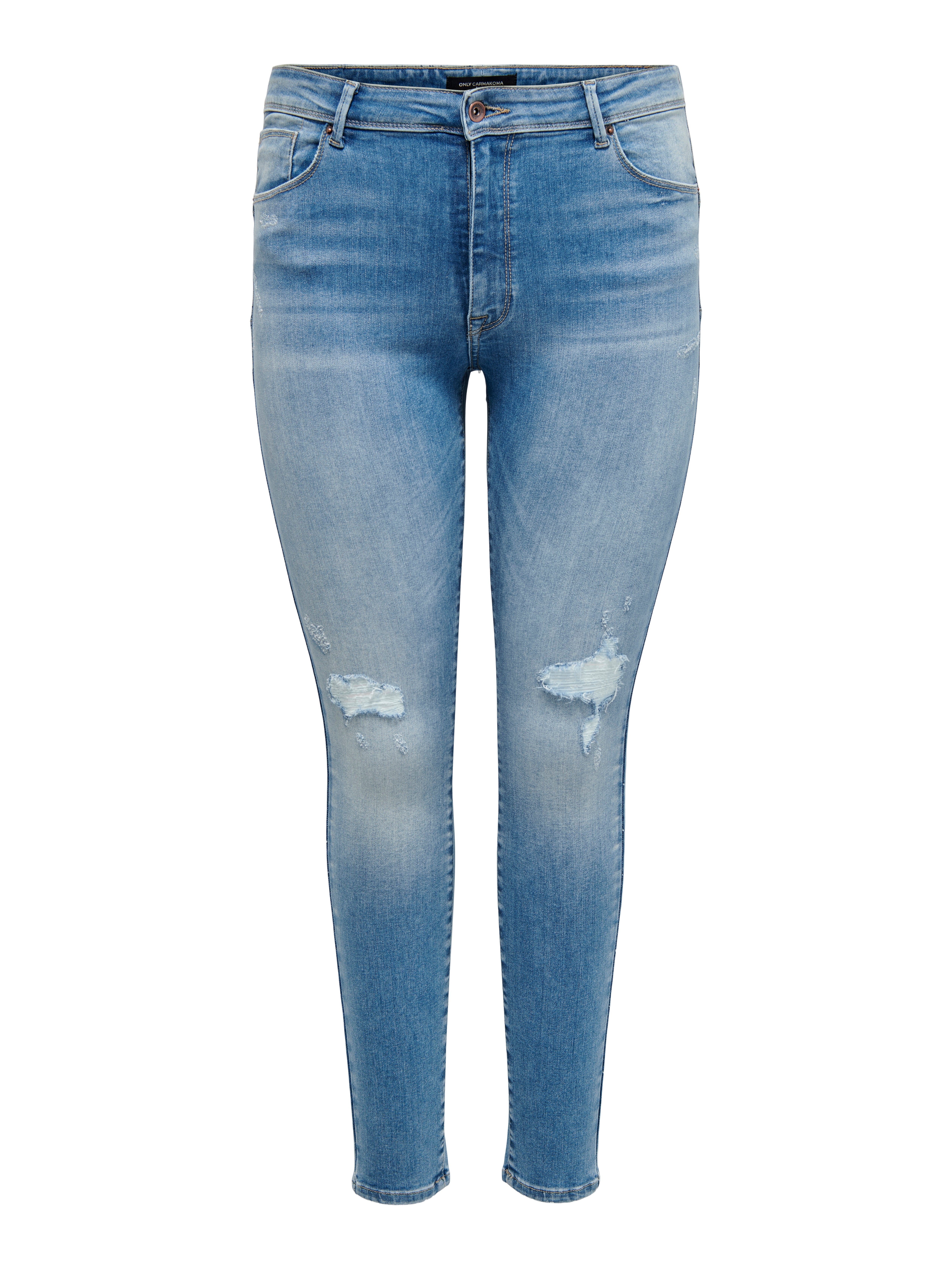 CARPUSH Mittlere Taille Skinny Fit Jeans Light Medium Blue Denim