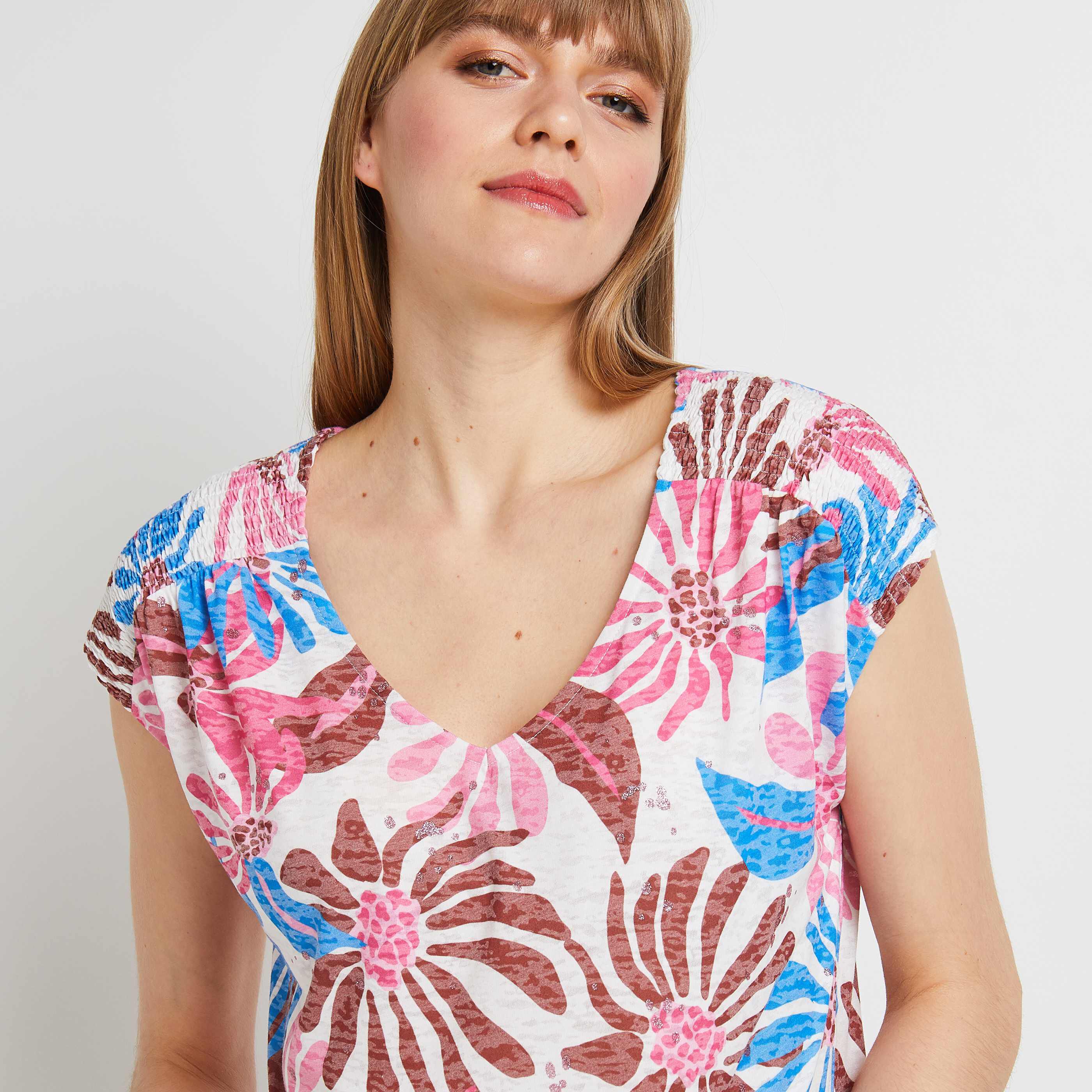 T-shirt imprimé femme - BLANC CASSE