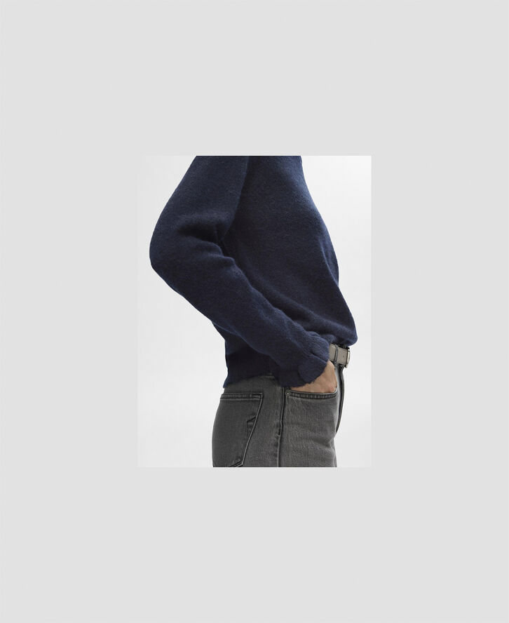 Selected Femme SLFLULU LS WOOL KNIT FRILL CUFF O-NECK N Dark sapphire/melange
