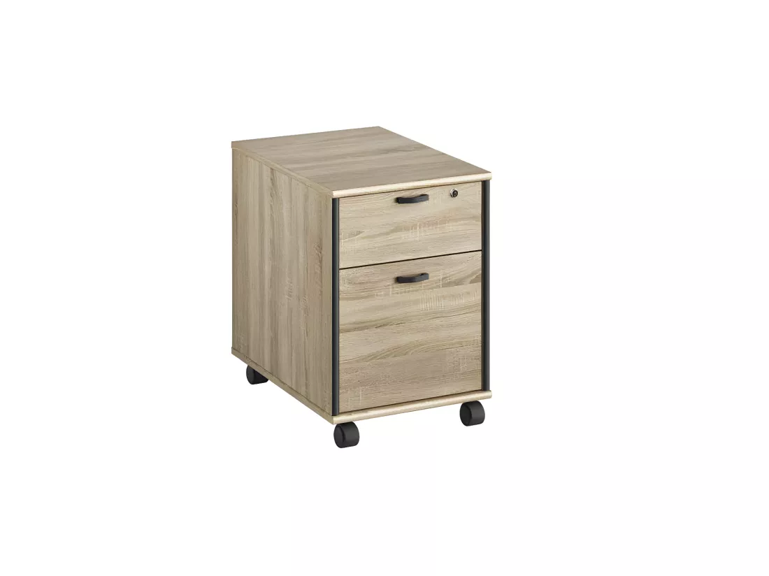 Caisson de bureau 2 tiroirs Bois/Noir - HUGUES