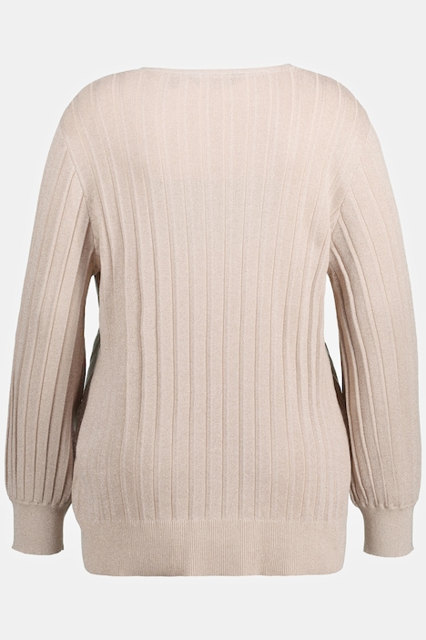 Pullover, Metallic-Effekt, V-Ausschnitt, Langarm